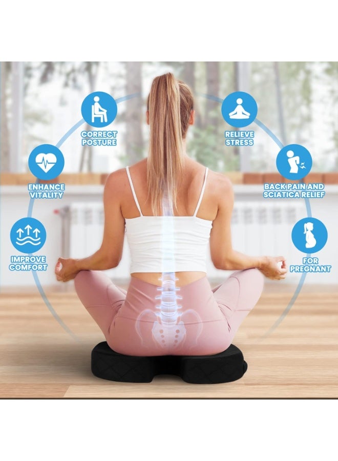 مكتب / مقعد السيارة وسادة ، غير انزلاق Sciatica & ظهر Coccyx علبة الذيل تخفيف الألم كرسي وسادة ، الذاكرة رغوة مؤخرة وسادة لمكتب الكمبيوتر ، كرسي متحرك ، القيادة (أسود) - Image 3